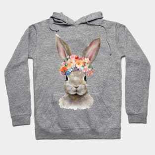 Rabbit with a wreath of flowers on his head. Hoodie